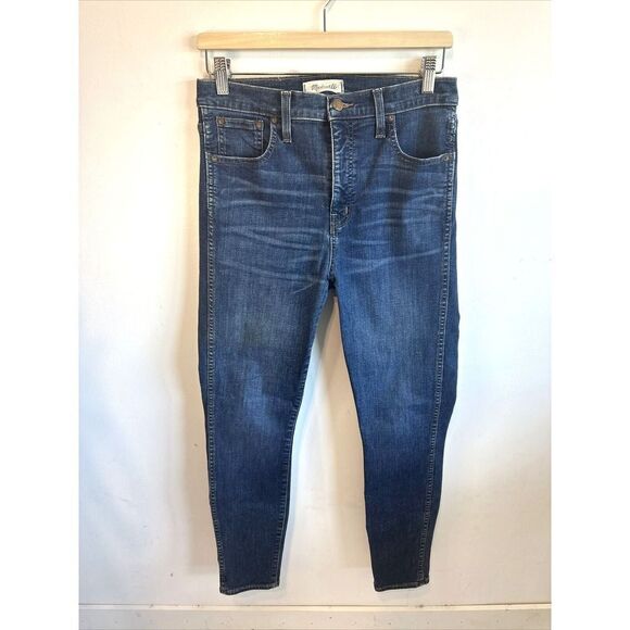 Madewell Blue‎ Denim 10" High-Rise Skinny Jeans Womens Stretch Dark Wash Size 29 - Picture 1 of 13